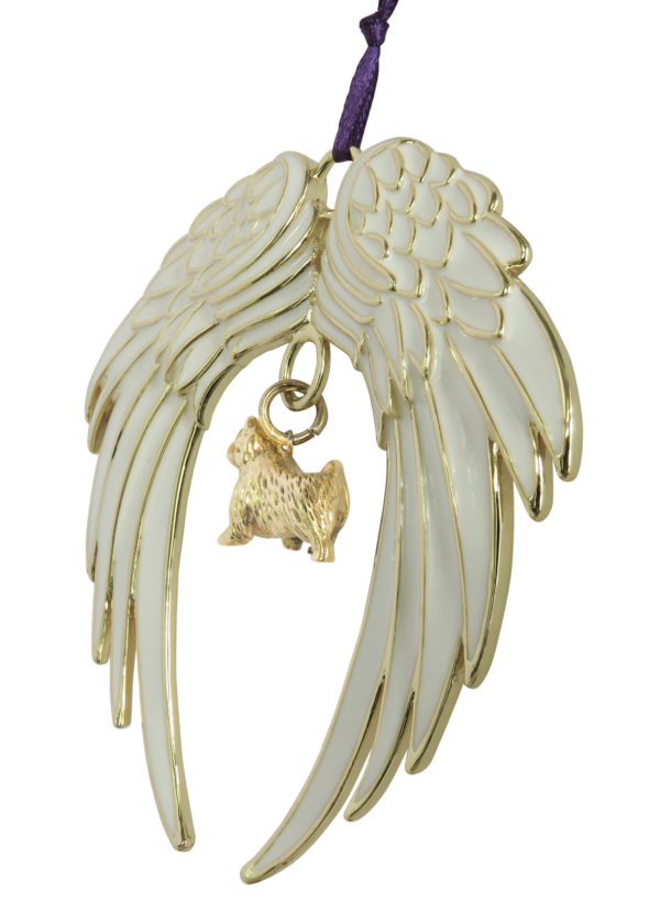 NORWICH TERRIER Gold Plated ANGEL WING Memorial Christmas Holiday Ornament