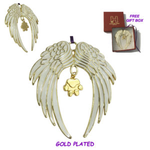 ANGEL DOG PAW Gold Plated Memorial Christmas Holiday Ornament