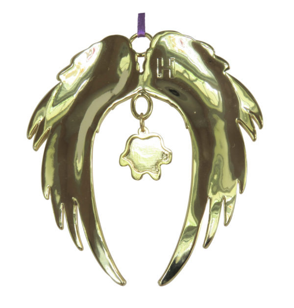 ANGEL DOG PAW Gold Plated Memorial Christmas Holiday Ornament