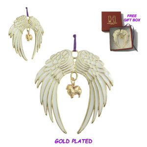 POMERANIAN Gold Plated ANGEL WING Memorial Christmas Holiday Ornament