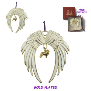 SHETLAND SHEEPDOG ( Sheltie ) Gold Plated ANGEL WING Memorial Christmas Holiday Ornament