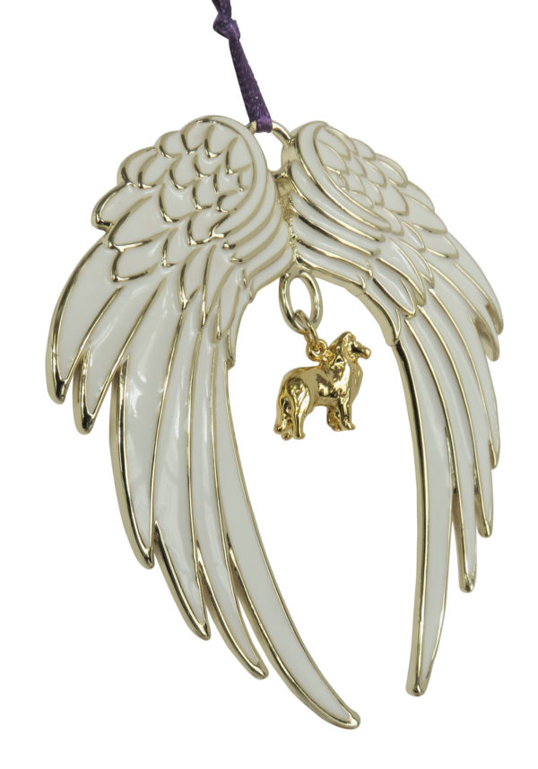 SHETLAND SHEEPDOG ( Sheltie ) Gold Plated ANGEL WING Memorial Christmas Holiday Ornament