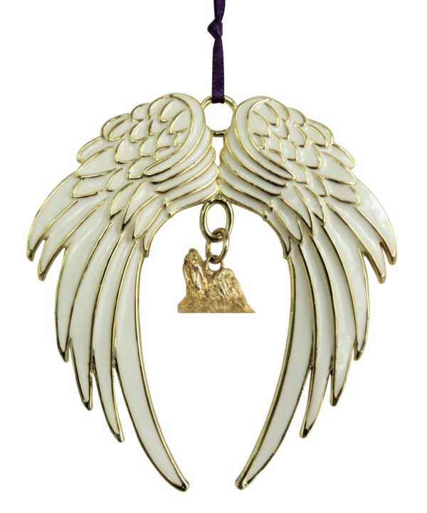 SHIH TZU Gold Plated ANGEL WING Memorial Christmas Holiday Ornament