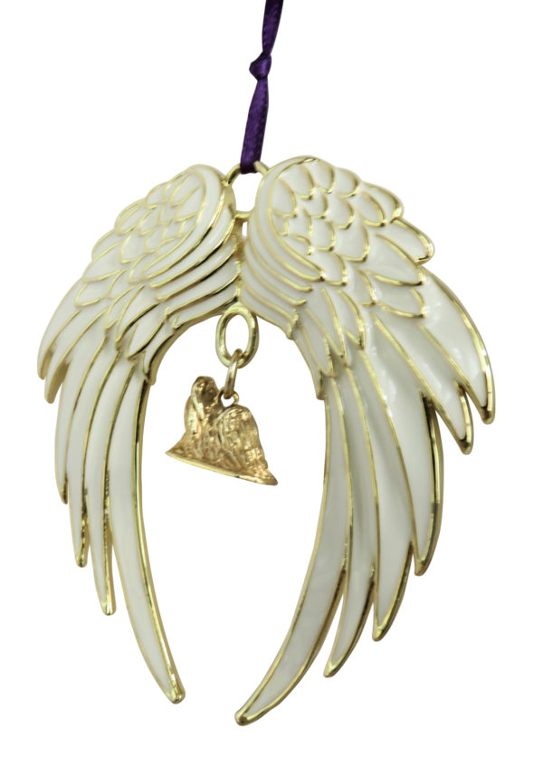 SHIH TZU Gold Plated ANGEL WING Memorial Christmas Holiday Ornament