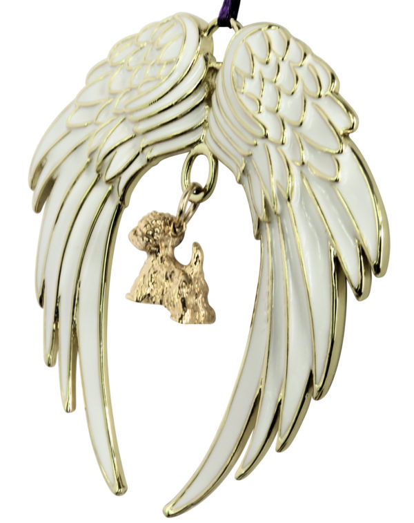 WEST HIGHLAND WHITE TERRIER - Westie - Gold Plated ANGEL WING Memorial Christmas Holiday Ornament