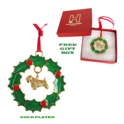 Sealyham Terrier Gold Plated Bronze Christmas Holiday Wreath Ornament Decoration Gift