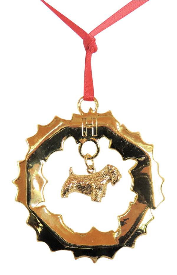 Sealyham Terrier Gold Plated Bronze Christmas Holiday Wreath Ornament Decoration Gift