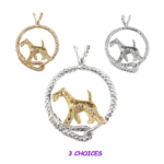 Airedale Terrier in Leash 14K Gold or Sterling Silver