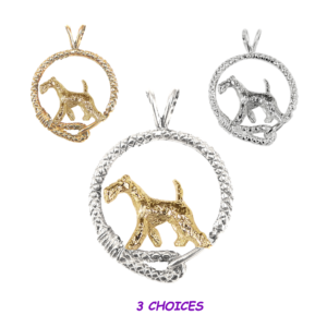 Airedale Terrier in Leash 14K Gold or Sterling Silver