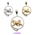 Alaskan Malamute in Leash 14K Gold or Sterling Silver