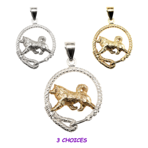 Alaskan Malamute in Leash 14K Gold or Sterling Silver