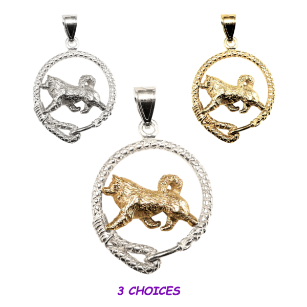 Alaskan Malamute in Leash 14K Gold or Sterling Silver