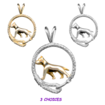 American Staffordshire Terrier Am Staff in Leash Pendant Charm Necklace in 14K Gold or Sterling Silver