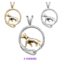 American Staffordshire Terrier Am Staff in Leash Pendant Charm Necklace in 14K Gold or Sterling Silver