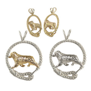 Australian Shepherd in Leash 14K Gold or Sterling Silver