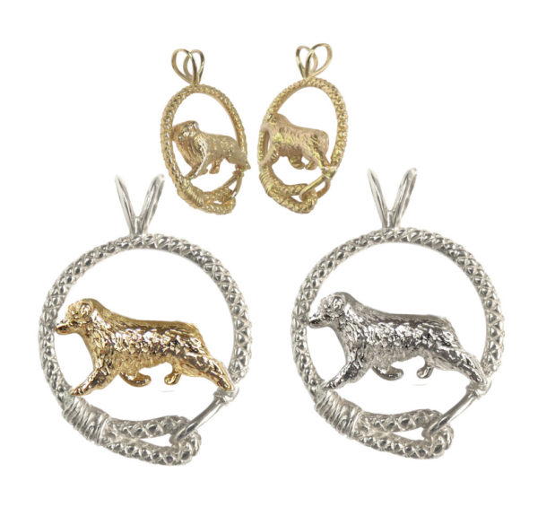 Australian Shepherd in Leash 14K Gold or Sterling Silver