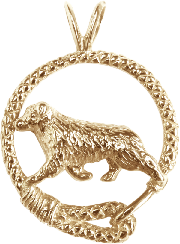 Australian Shepherd in Leash 14K Gold or Sterling Silver