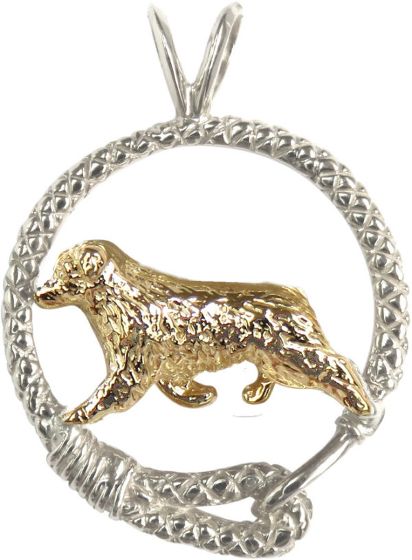 Australian Shepherd in Leash 14K Gold or Sterling Silver