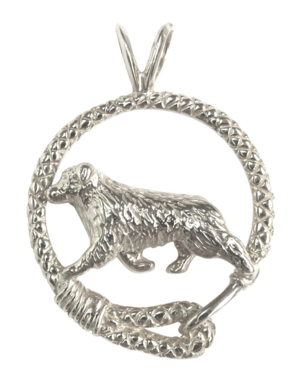 Australian Shepherd in Leash 14K Gold or Sterling Silver