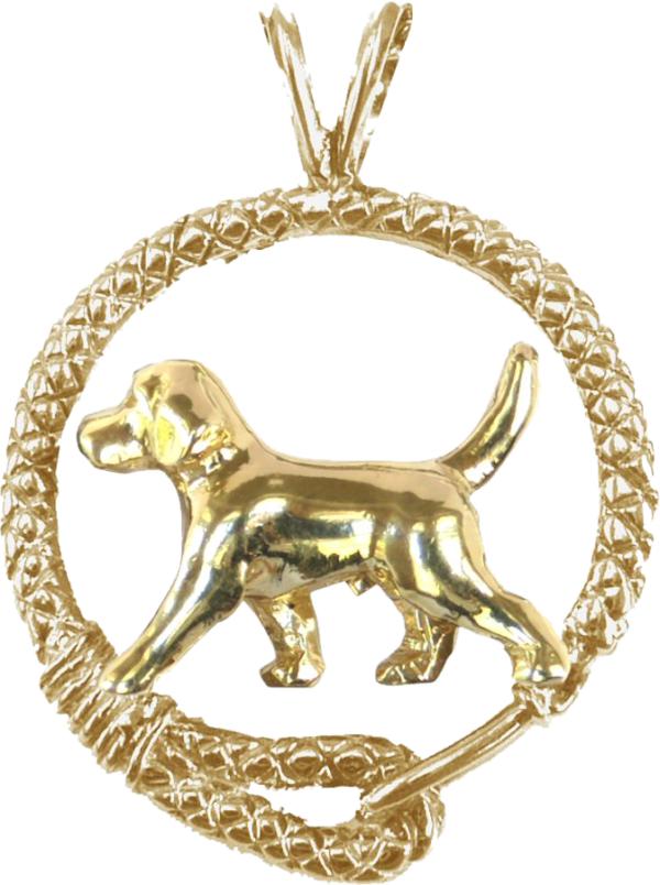 Beagle in Leash Pendant Charm Necklace in 14K Gold or Sterling Silver
