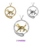 Beagle in Leash Pendant Charm Necklace in 14K Gold or Sterling Silver
