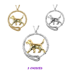 Beagle in Leash Pendant Charm Necklace in 14K Gold or Sterling Silver