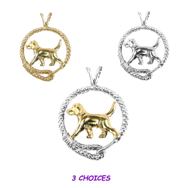 Beagle in Leash Pendant Charm Necklace in 14K Gold or Sterling Silver