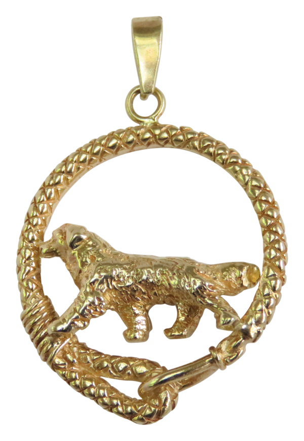 Bernese Mountain Dog in Leash Pendant Charm Necklace in 14K Gold or Sterling Silver