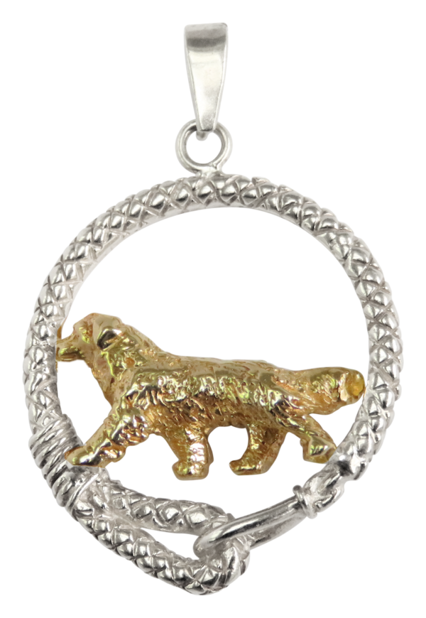 Bernese Mountain Dog in Leash Pendant Charm Necklace in 14K Gold or Sterling Silver