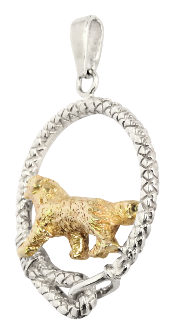 Bernese Mountain Dog in Leash Pendant Charm Necklace in 14K Gold or Sterling Silver