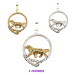 Bernese Mountain Dog in Leash Pendant Charm Necklace in 14K Gold or Sterling Silver