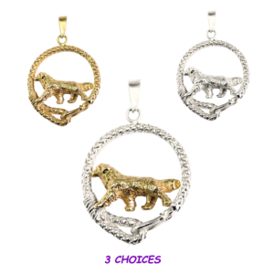 Bernese Mountain Dog in Leash Pendant Charm Necklace in 14K Gold or Sterling Silver