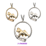 Bichon Frise in Leash Pendant Charm Necklace in 14K Gold or Sterling Silver