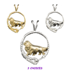 Cavalier King Charles Spaniel in Leash Pendant Charm Necklace in 14K Gold or Sterling Silver