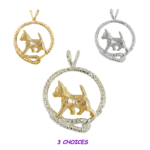 Chihuahua Smooth in Leash Pendant Charm Necklace in 14K Gold or Sterling Silver