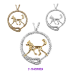 Chinese Crested in Leash Pendant Charm Necklace in 14K Gold or Sterling Silver