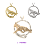 German Shepherd in Leash Pendant Charm Necklace in 14K Gold or Sterling Silver