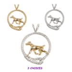 German Shorthaired Pointer in Leash Pendant Charm Necklace in 14K Gold or Sterling Silver
