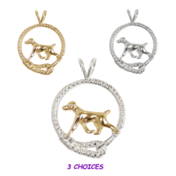 German Shorthaired Pointer in Leash Pendant Charm Necklace in 14K Gold or Sterling Silver