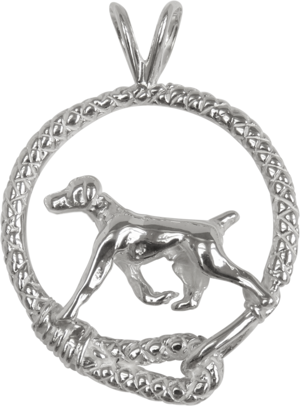 German Shorthaired Pointer in Leash Pendant Charm Necklace in 14K Gold or Sterling Silver