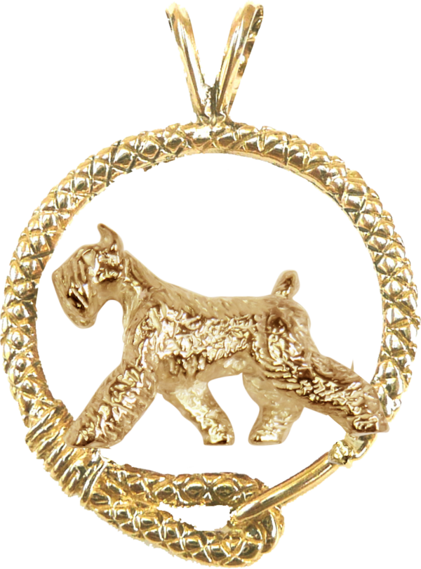Giant Schnauzer in Leash Pendant Charm Necklace in 14K Gold or Sterling Silver