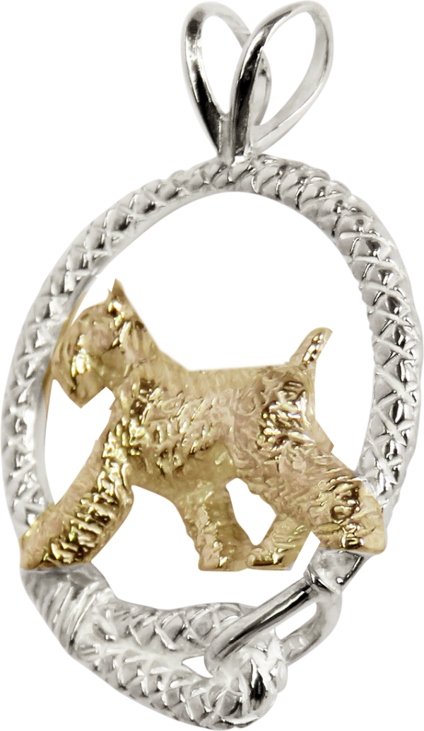 Giant Schnauzer in Leash Pendant Charm Necklace in 14K Gold or Sterling Silver