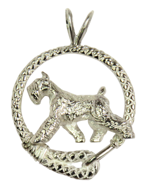 Giant Schnauzer in Leash Pendant Charm Necklace in 14K Gold or Sterling Silver