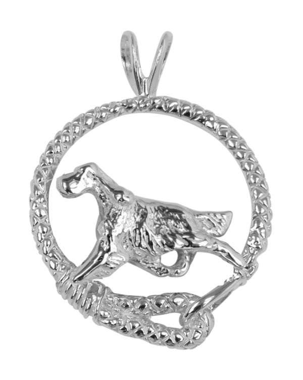 Gordon Setter in Leash Pendant Charm Necklace in 14K Gold or Sterling Silver