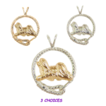 Havanese in Leash Pendant Charm Necklace in 14K Gold or Sterling Silver