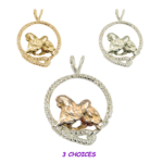 Japanese Chin in Leash Pendant Charm Necklace in 14K Gold or Sterling Silver