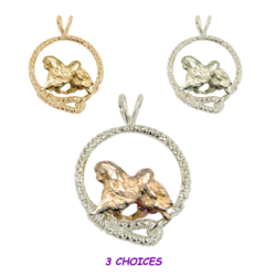Japanese Chin in Leash Pendant Charm Necklace in 14K Gold or Sterling Silver