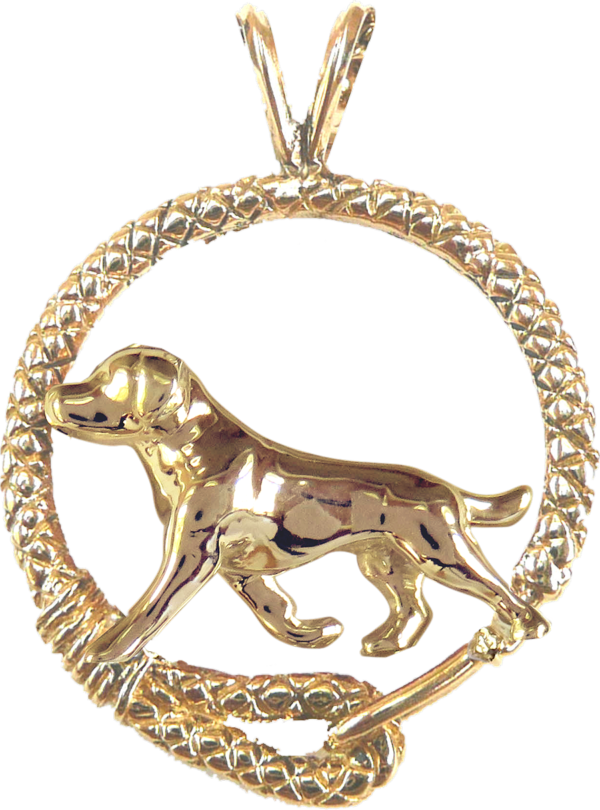 Labrador Retriever in Leash Pendant Charm Necklace in 14K Gold or Sterling Silver