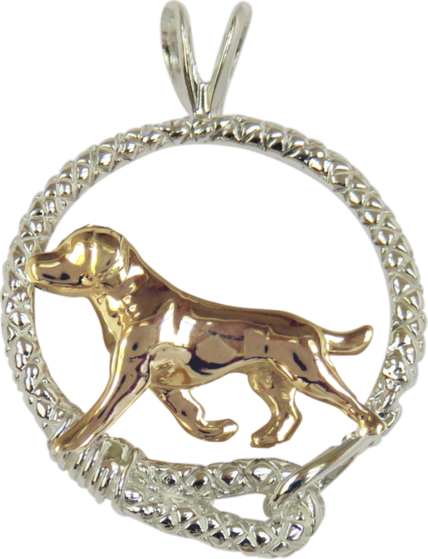 Labrador Retriever in Leash Pendant Charm Necklace in 14K Gold or Sterling Silver