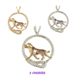 Labrador Retriever in Leash Pendant Charm Necklace in 14K Gold or Sterling Silver